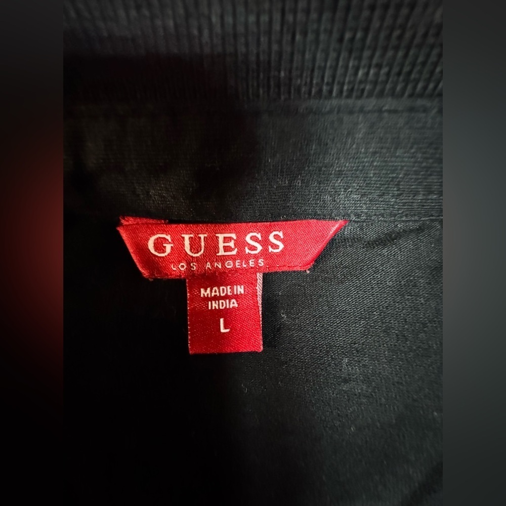 Guess Black Tan Ria Geometric Polo | GUESS Shirt - Picture 11 of 11